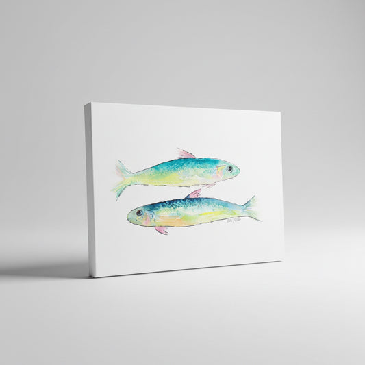 Green Blue Tide Fish Watercolor Art Print