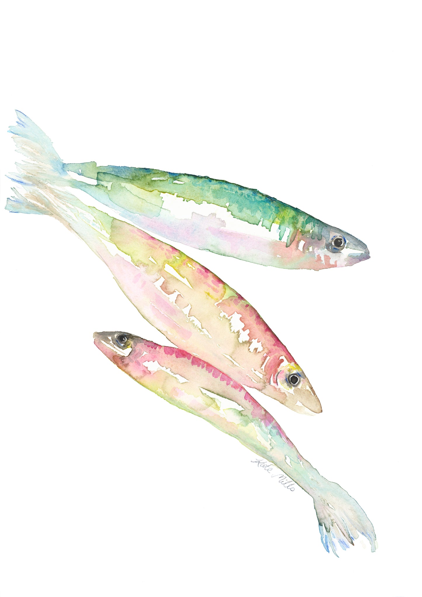 Pastel Swim Watercolor Art Print