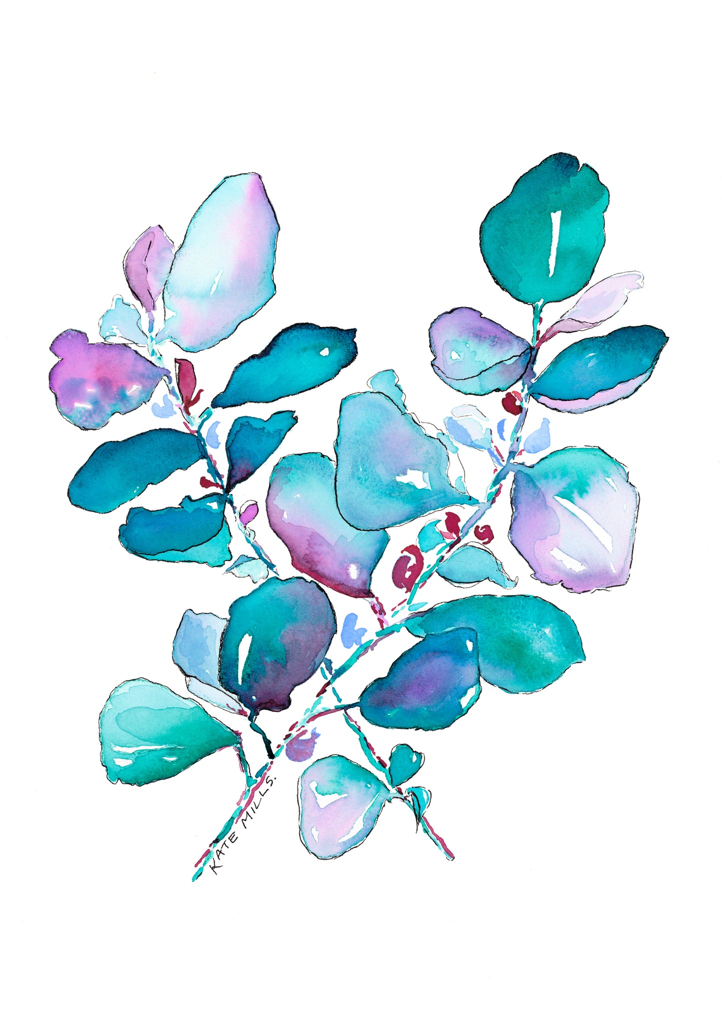 Eucalyptus Leaves Artwork Watercolor Art Print
