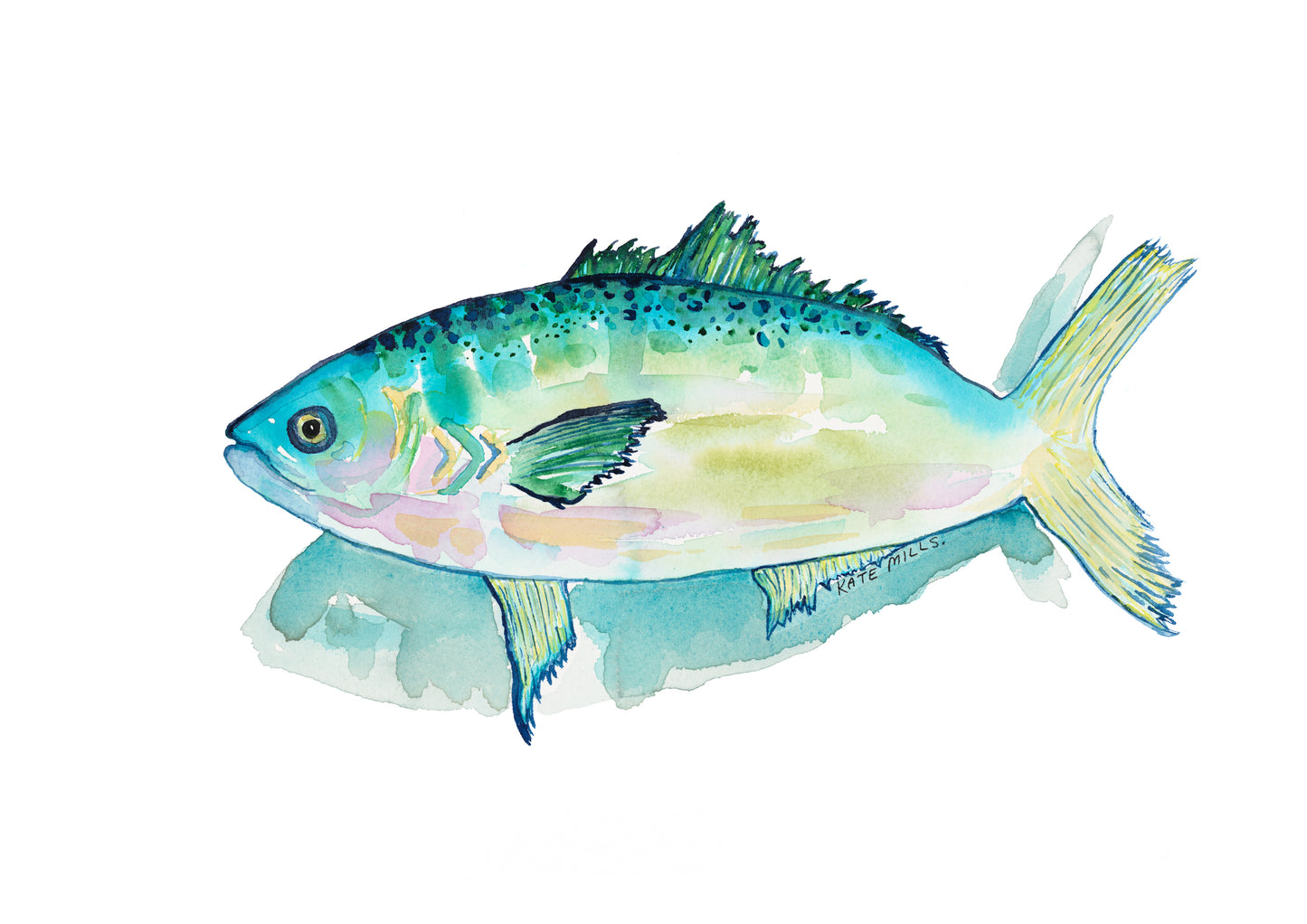 Swimming in Aqua Artwork Watercolor Art Print