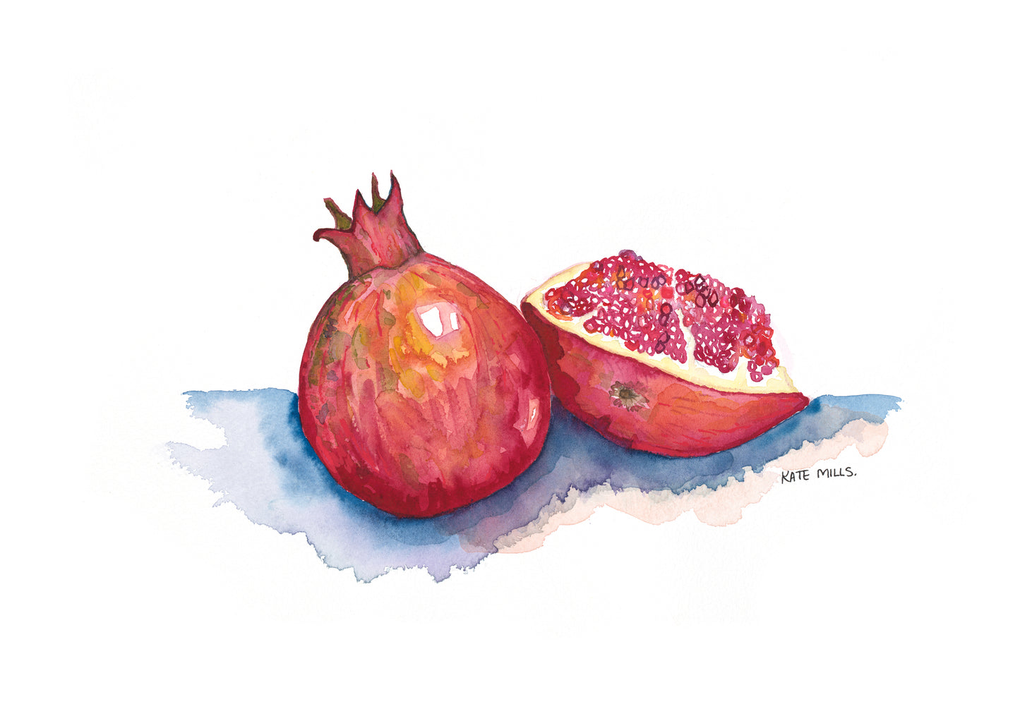 Ruby Pomegranate Artwork Watercolor Art Print