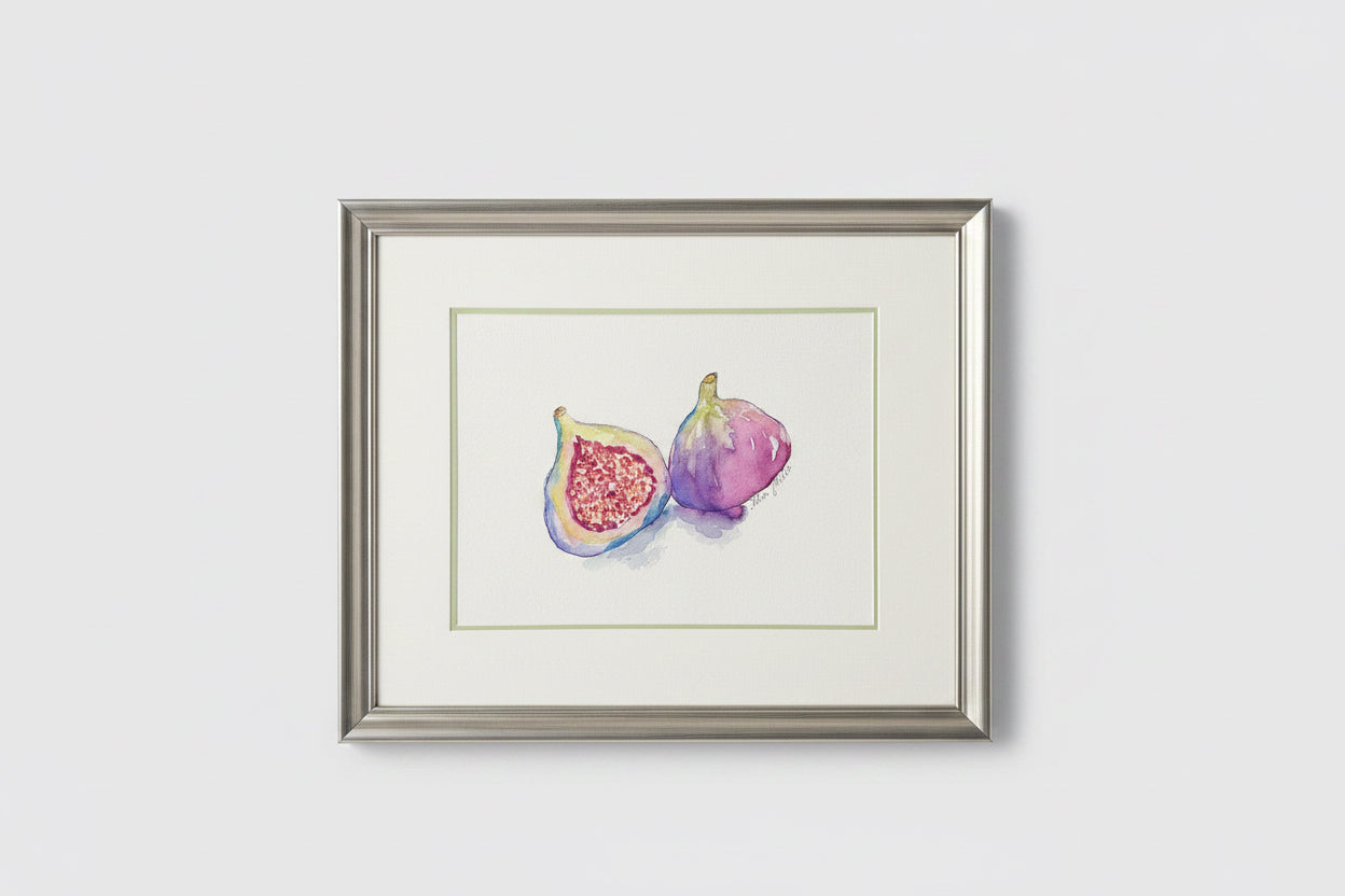 Framed A3 Magenta Figs Original Watercolor Art Print