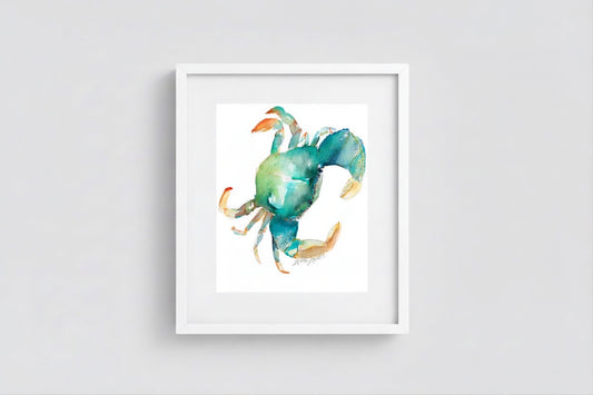 Saltwater Drift- Green Crab Watercolor Art Print