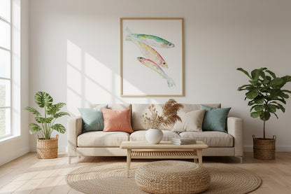 Pastel Swim Watercolor Art Print