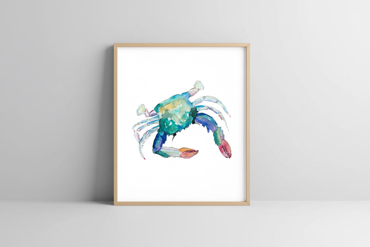Coral Claw Crab Watercolor Art Print