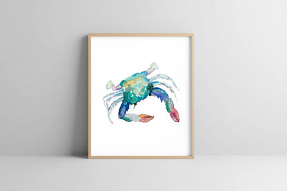 Coral Claw Crab Watercolor Art Print