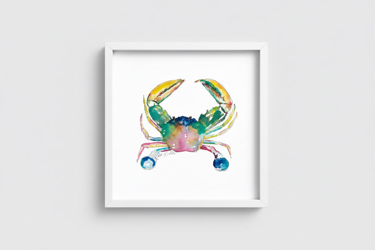Yellow Claw Coast Crab Watercolor Art Print