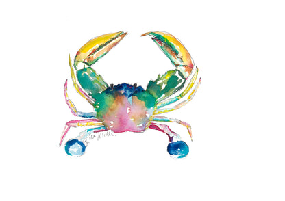Yellow Claw Coast Crab Watercolor Art Print