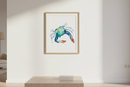 Coral Claw Crab Watercolor Art Print