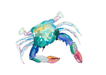 Coral Claw Crab Watercolor Art Print
