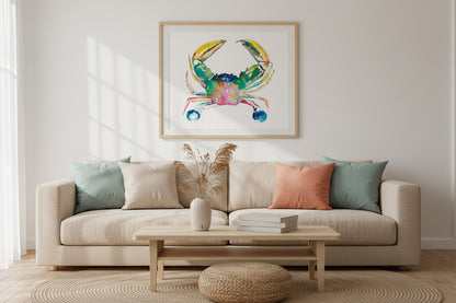 Yellow Claw Coast Crab Watercolor Art Print