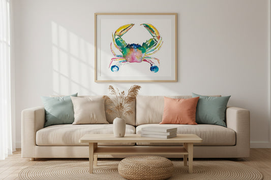 Yellow Claw Coast Crab Watercolor Art Print