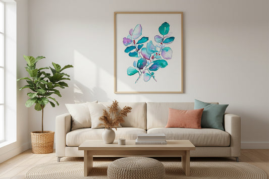 Eucalyptus Leaves Artwork Watercolor Art Print