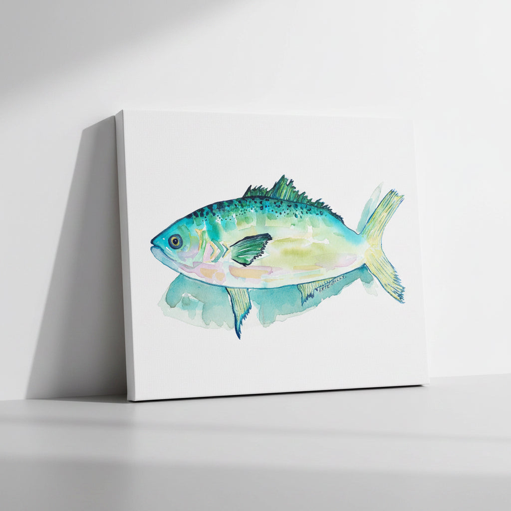 Swimming in Aqua Artwork Watercolor Art Print