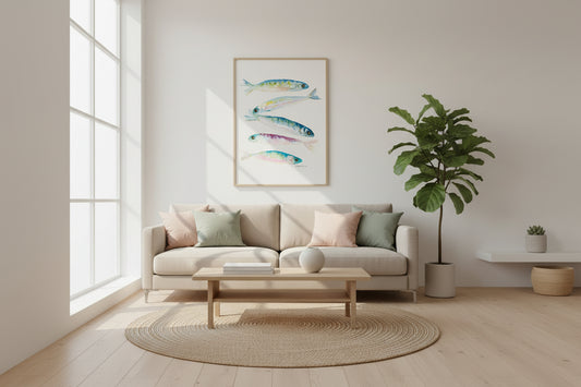 Five Along the Tide Artwork Watercolor Art Print