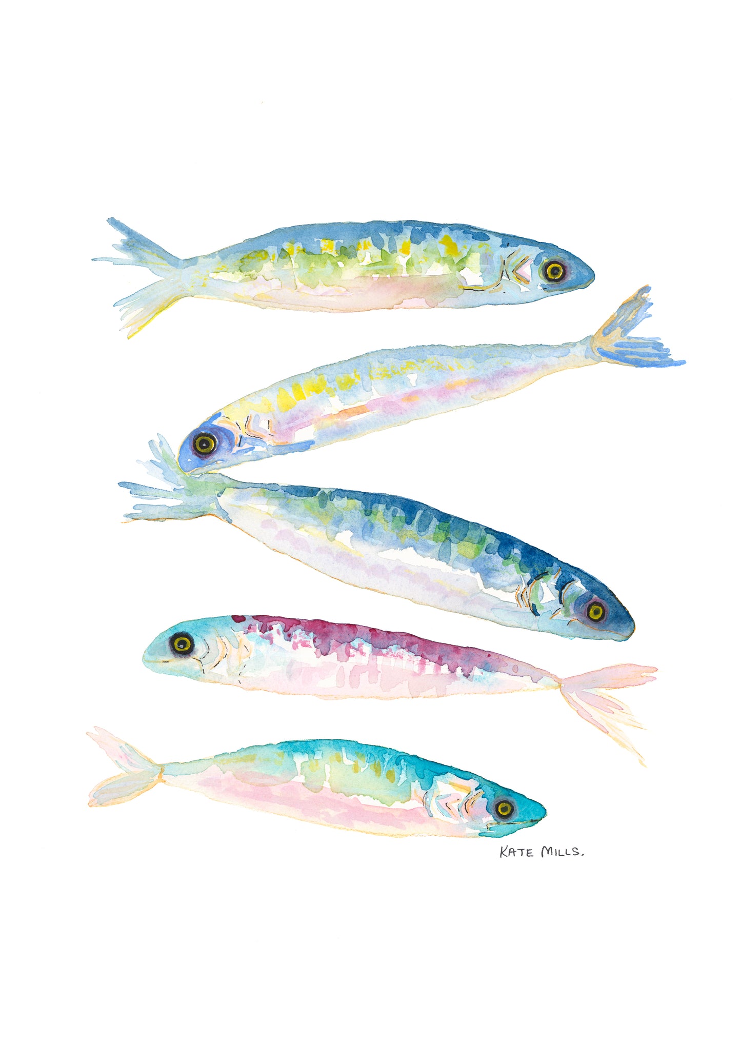 Five Along the Tide Artwork Watercolor Art Print