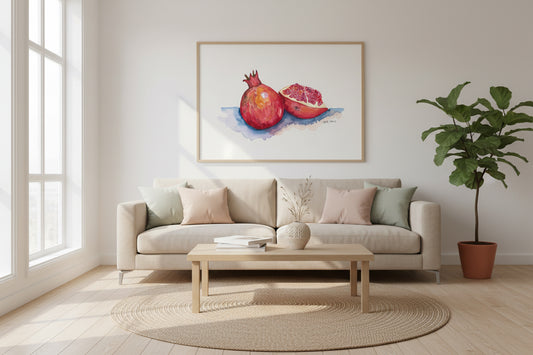 Ruby Pomegranate Artwork Watercolor Art Print