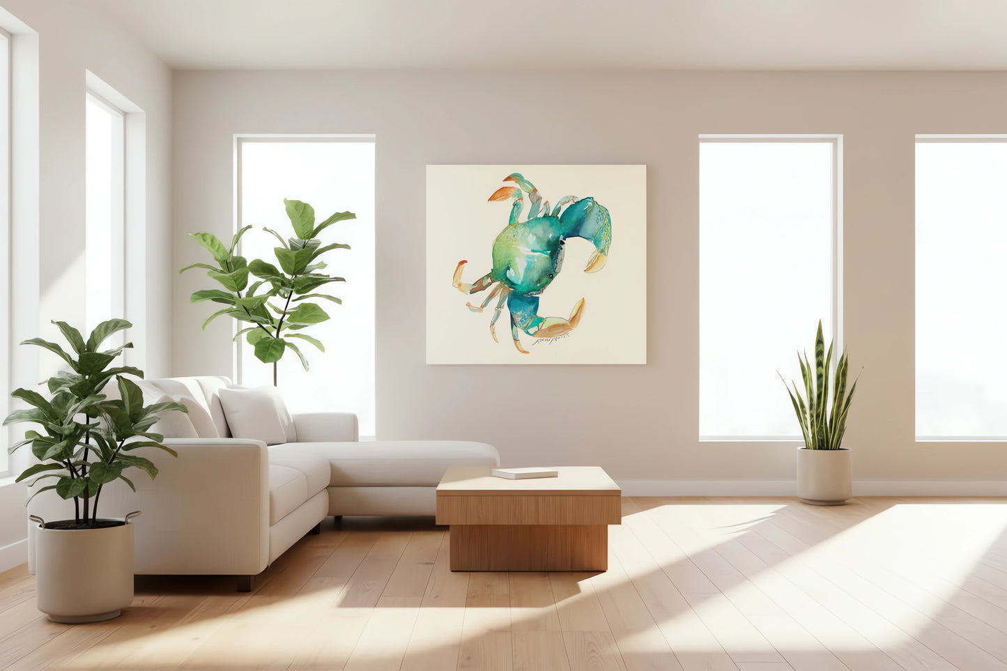 Saltwater Drift- Green Crab Watercolor Art Print