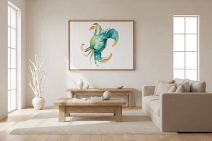 Saltwater Drift- Green Crab Watercolor Art Print