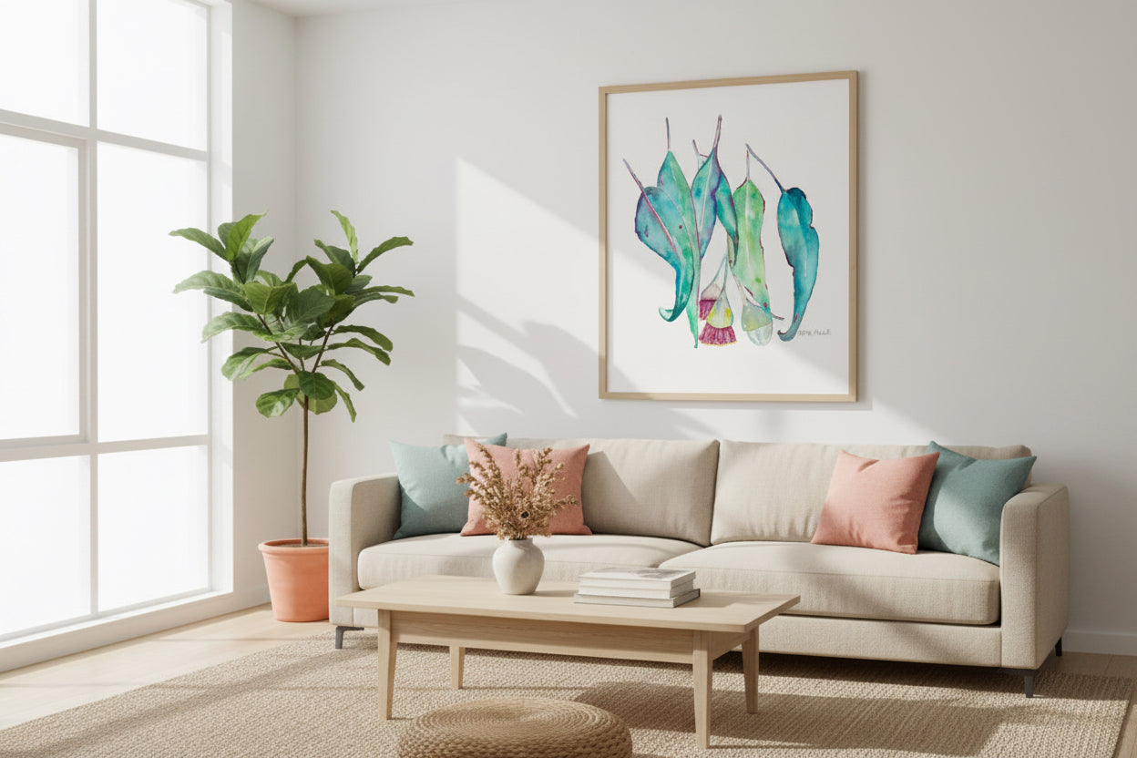 Eucalyptus Gumnuts Artwork Watercolor Art Print