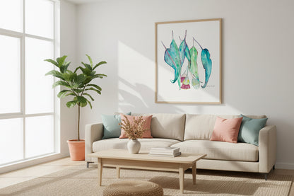 Eucalyptus Gumnuts Artwork Watercolor Art Print