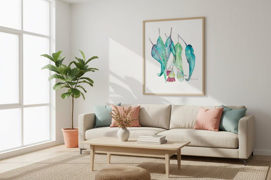 Eucalyptus Gumnuts Artwork Watercolor Art Print