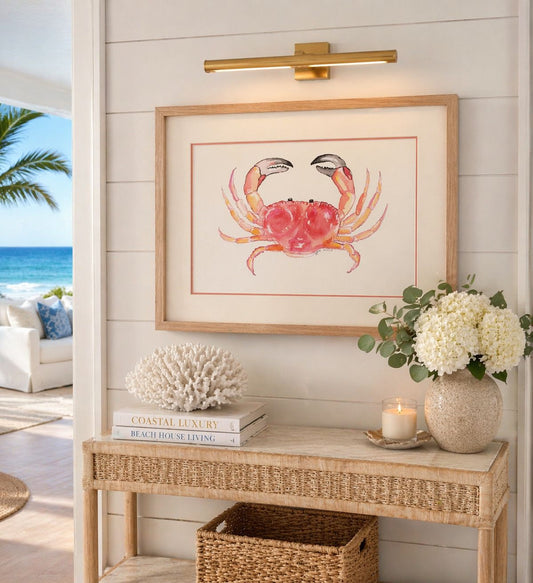 Framed A3 Sunrise Crab Original Watercolor Art Print