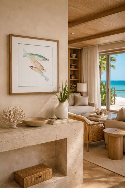 Framed A3 Pastel Swim Original Watercolor Art Print