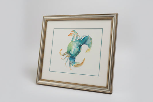 Framed A3 Saltwater Drift- Green Crab Original Watercolor Art Print