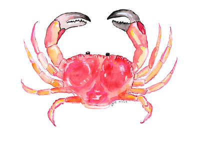 Sunrise Crab Watercolor Art Print