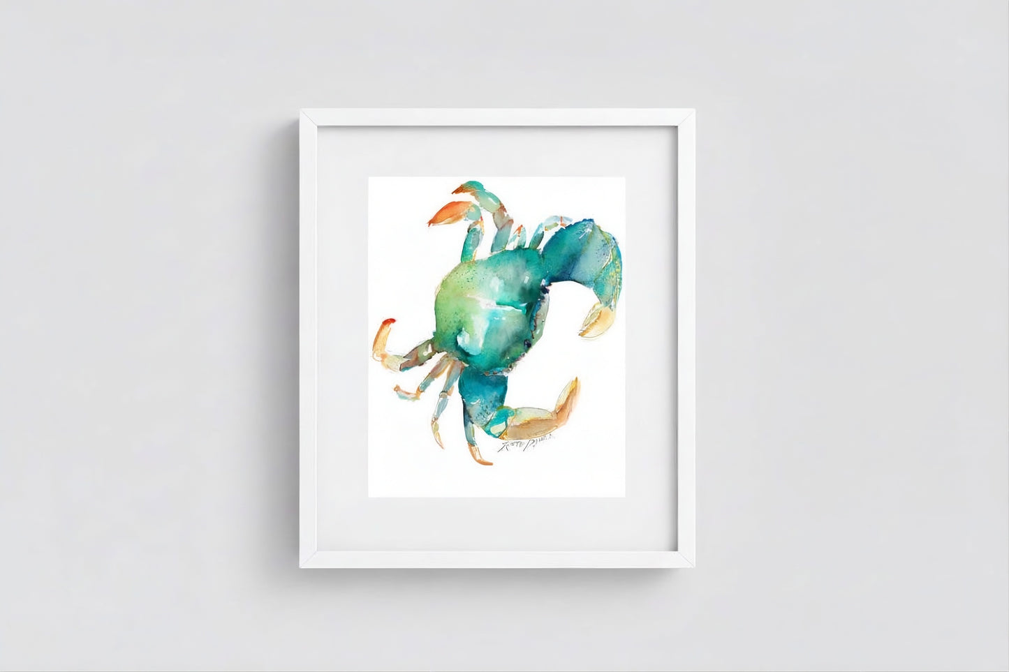 Saltwater Drift- Green Crab Watercolor Art Print