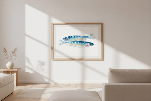Sardines Watercolor Art Print